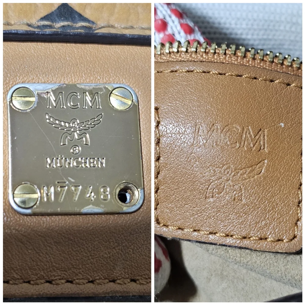 MCM Visetos Studded Crossbody Flap Messenger Cognac